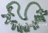 CGN501 21 inches chinese crystal & green aventurine beaded necklaces