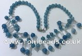 CGN502 21 inches chinese crystal & blue sponge quartz beaded necklaces