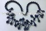 CGN505 21 inches chinese crystal & lapis lazuli beaded necklaces