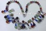 CGN507 21 inches chinese crystal & mixed gemstone beaded necklaces