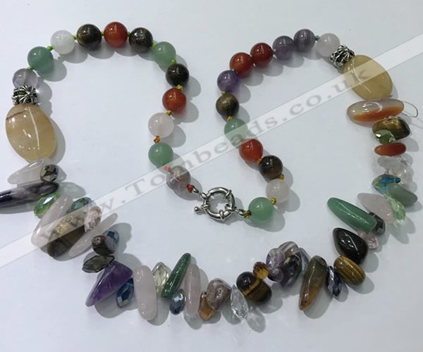 CGN510 23.5 inches chinese crystal & mixed gemstone beaded necklaces