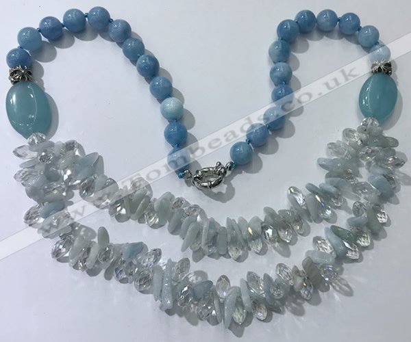 CGN516 23.5 inches chinese crystal & mixed gemstone beaded necklaces