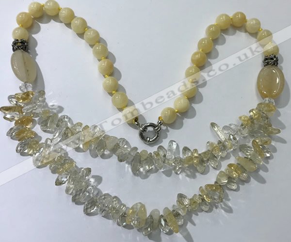 CGN517 23.5 inches chinese crystal & mixed gemstone beaded necklaces