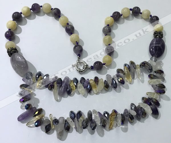 CGN518 23.5 inches chinese crystal & mixed gemstone beaded necklaces