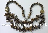 CGN523 23.5 inches chinese crystal & yellow tiger eye beaded necklaces