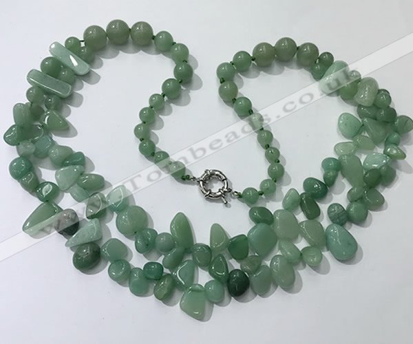 CGN543 27 inches fashion green aventurine beaded necklaces