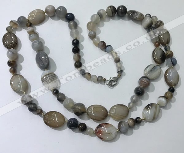 CGN548 23.5 inches striped agate gemstone beaded necklaces