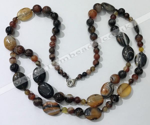 CGN549 23.5 inches striped agate gemstone beaded necklaces