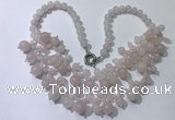 CGN555 19.5 inches stylish 4mm - 12mm rose quartz beaded necklaces