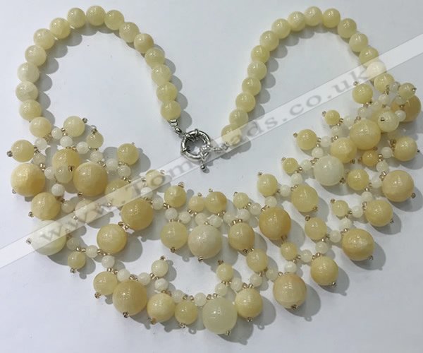 CGN561 19.5 inches stylish 4mm - 12mm yellow jade beaded necklaces