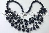 CGN563 19.5 inches stylish 4mm - 12mm blue goldstone beaded necklaces