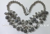 CGN568 19.5 inches stylish 4mm - 12mm grey agate beaded necklaces