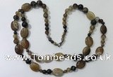 CGN581 23.5 inches striped agate gemstone beaded necklaces