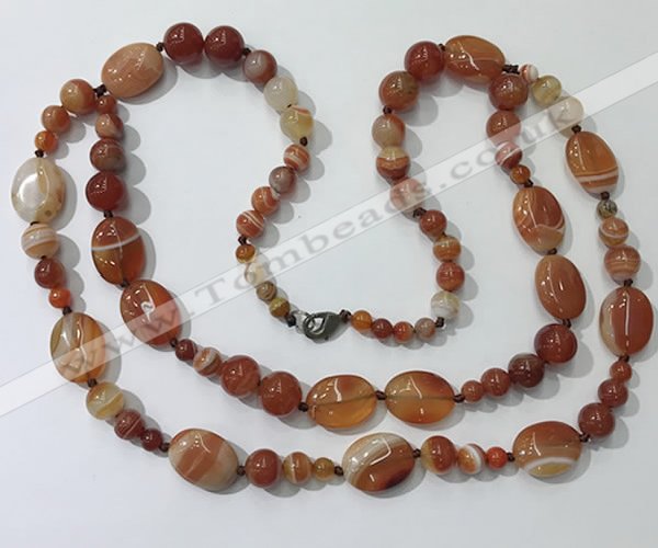 CGN586 23.5 inches striped agate gemstone beaded necklaces