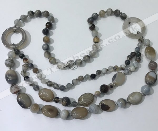 CGN595 23.5 inches striped agate gemstone beaded necklaces