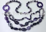 CGN597 23.5 inches striped agate gemstone beaded necklaces