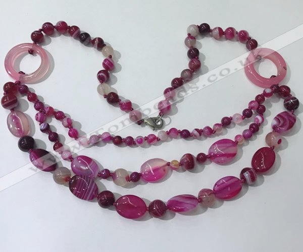 CGN598 23.5 inches striped agate gemstone beaded necklaces