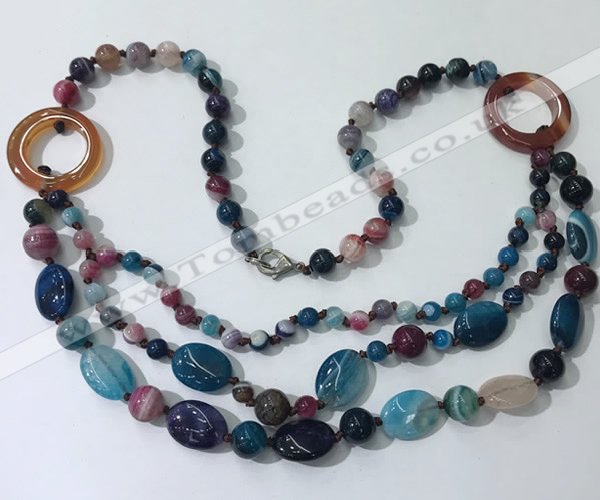 CGN601 23.5 inches striped agate gemstone beaded necklaces