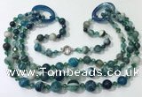 CGN613 24 inches chinese crystal & striped agate beaded necklaces