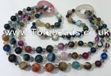 CGN614 24 inches chinese crystal & striped agate beaded necklaces