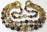 CGN621 24 inches chinese crystal & striped agate beaded necklaces