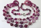 CGN623 24 inches chinese crystal & striped agate beaded necklaces