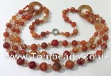 CGN626 24 inches chinese crystal & striped agate beaded necklaces
