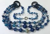 CGN627 24 inches chinese crystal & striped agate beaded necklaces