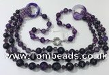 CGN639 24 inches chinese crystal & striped agate beaded necklaces