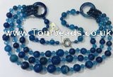 CGN640 24 inches chinese crystal & striped agate beaded necklaces