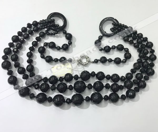 CGN642 24 inches chinese crystal & striped agate beaded necklaces