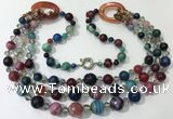 CGN643 24 inches chinese crystal & striped agate beaded necklaces