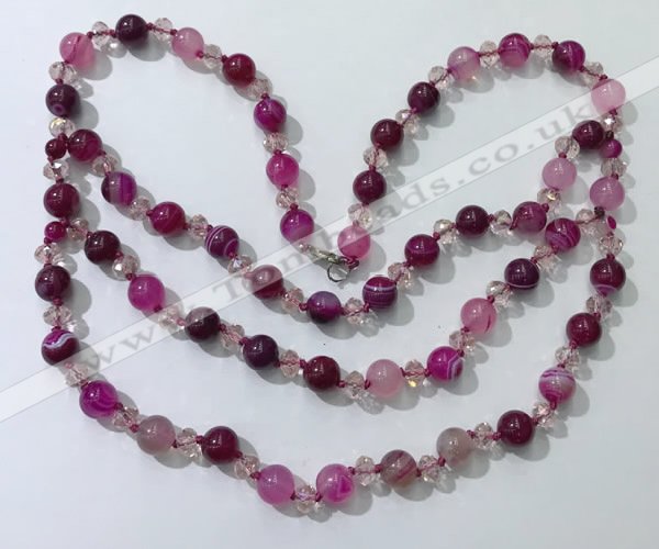 CGN653 22 inches chinese crystal & striped agate beaded necklaces