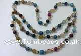 CGN660 22 inches chinese crystal & striped agate beaded necklaces