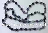 CGN663 22 inches chinese crystal & striped agate beaded necklaces
