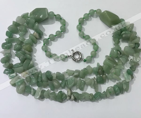 CGN674 22 inches stylish green aventurine beaded necklaces