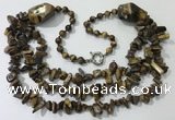 CGN676 22 inches stylish yellow tiger eye beaded necklaces