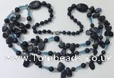 CGN683 23.5 inches chinese crystal & blue goldstone beaded necklaces