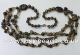 CGN686 23.5 inches chinese crystal & yellow tiger eye beaded necklaces