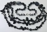 CGN687 23.5 inches chinese crystal & black agate beaded necklaces
