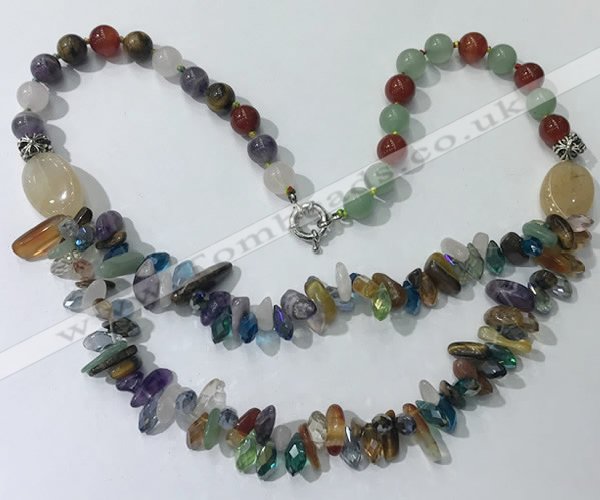 CGN703 22.5 inches chinese crystal & mixed gemstone beaded necklaces