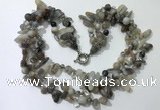 CGN713 22 inches fashion 3 rows grey agate beaded necklaces