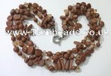 CGN714 22 inches fashion 3 rows goldstone beaded necklaces