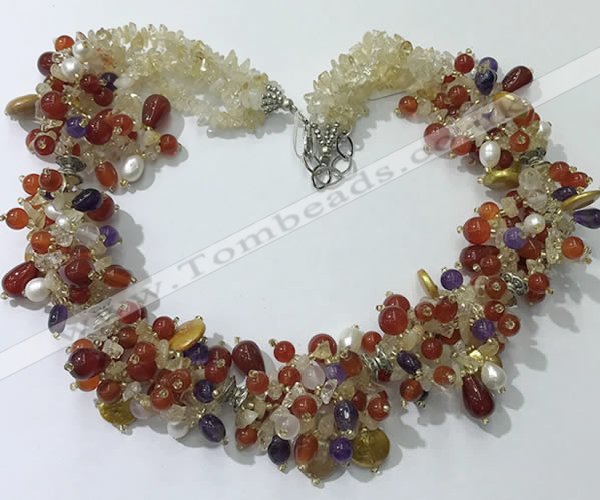 CGN716 21.5 inches stylish mixed goldstone beaded necklaces