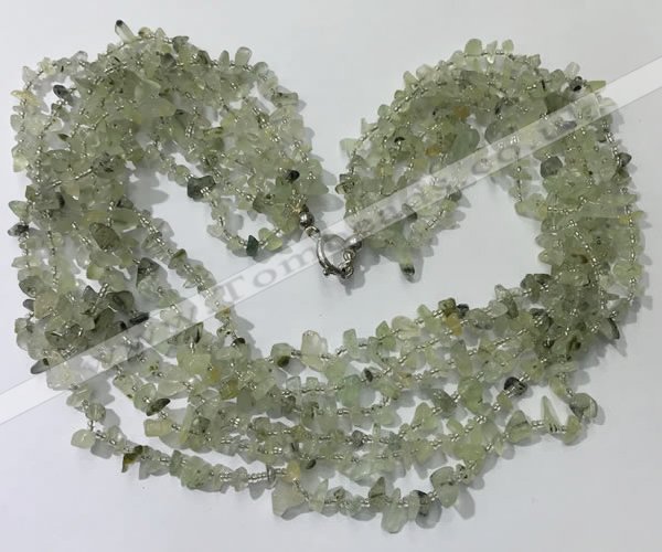 CGN722 19.5 inches stylish 6 rows prehnite chips necklaces