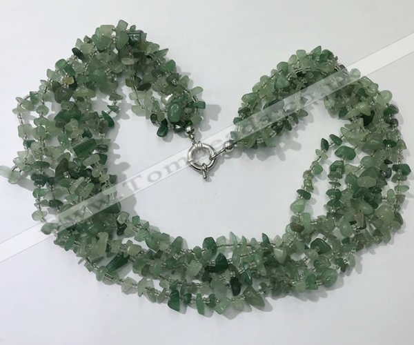 CGN726 19.5 inches stylish 6 rows green aventurine chips necklaces