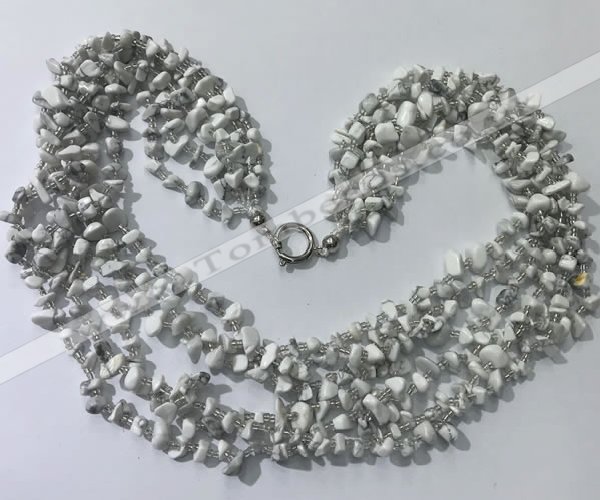 CGN730 19.5 inches stylish 6 rows white howlite chips necklaces