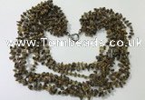 CGN747 19.5 inches stylish 8 rows yellow tiger eye chips necklaces