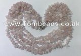 CGN755 20 inches stylish 6 rows rose quartz chips necklaces