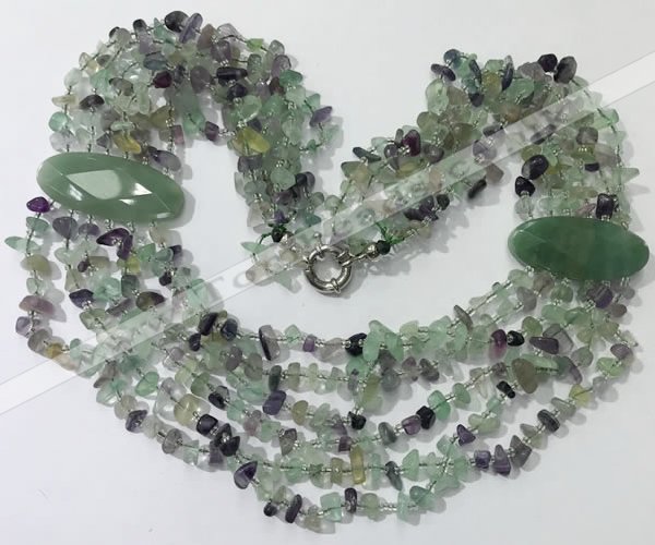 CGN760 20 inches stylish 6 rows fluorite chips necklaces